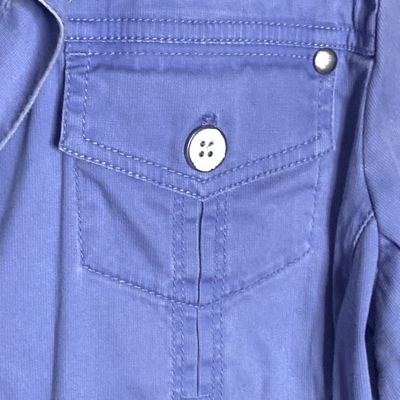 Chico's micro corduroy light blue button up jean jacket style light weight Sz L - Picture 4 of 8